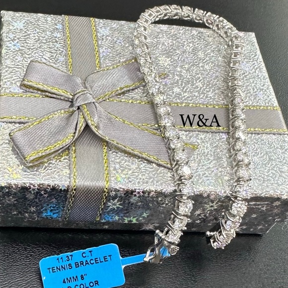 Brand New With Tags 11.37 CT SS Moissanite Diamond Tennis Bracelet - Picture 2 of 4